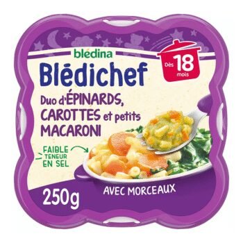 Blédichef repas bébé Epinard Carottes dés 18mois 250G