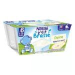 Desserts bébé 6+ mois, poire NESTLE P’TIT BRASSE