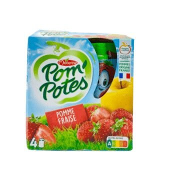 POM'POTES Dessert gourdes pomme fraise sans conservateur 4x90g
